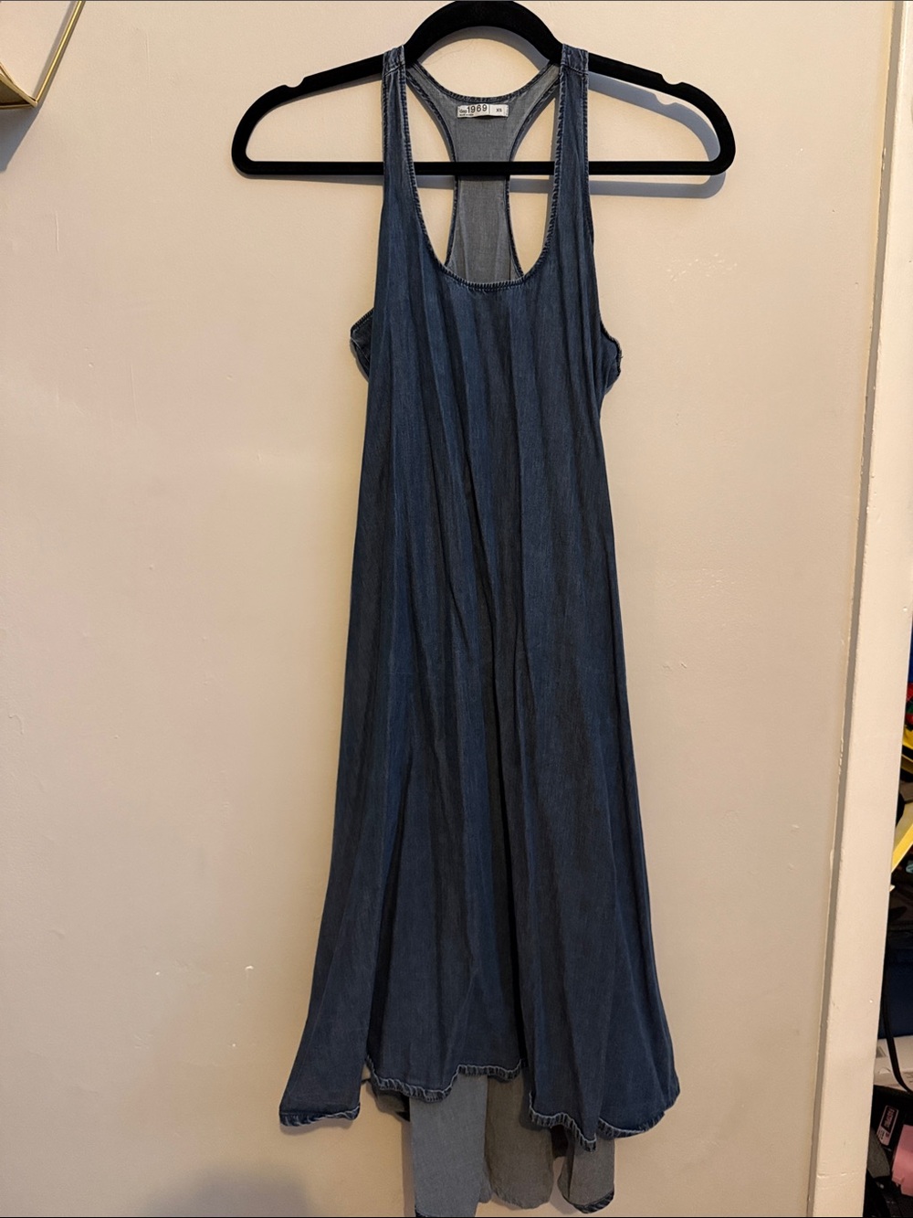 Racerback High-Low Denim Maxi Dress - Blue